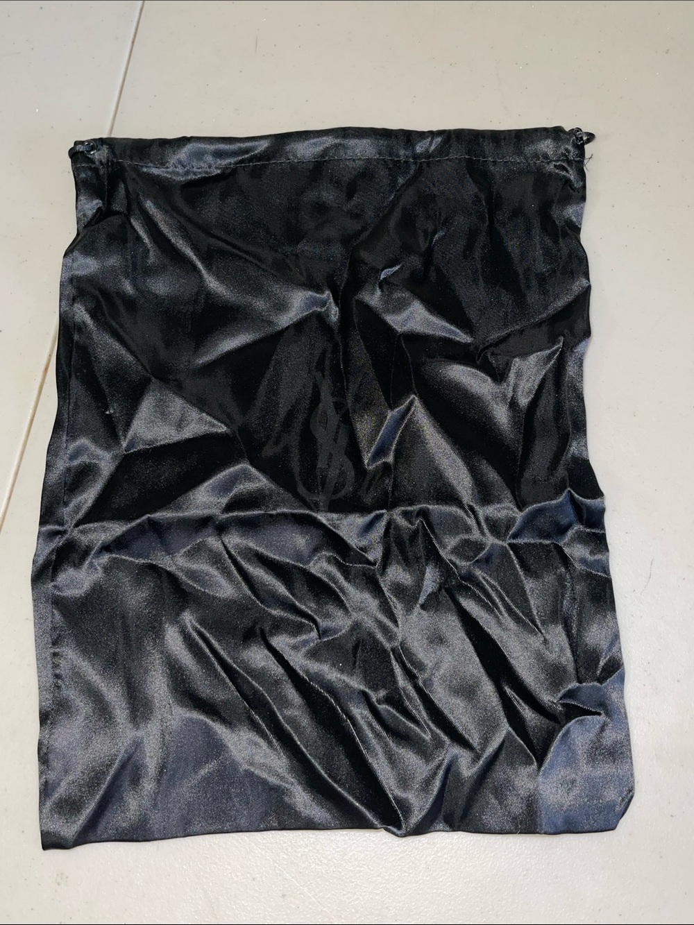 Yves Saint Laurent Black Satin Drawstring Pouch